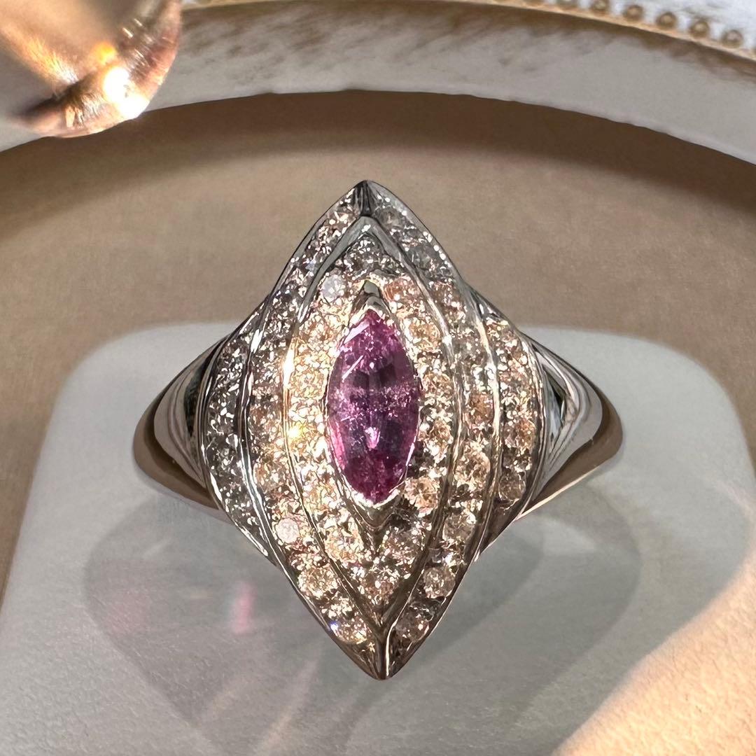 PT900 アレキサンドライト ダイヤモンド リング 0.35ct 希少石