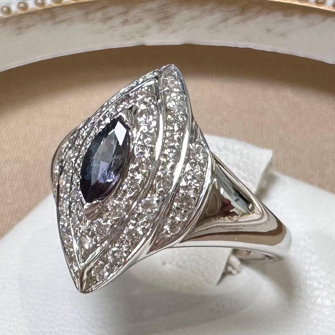 PT900 アレキサンドライト ダイヤモンド リング 0.35ct 希少石