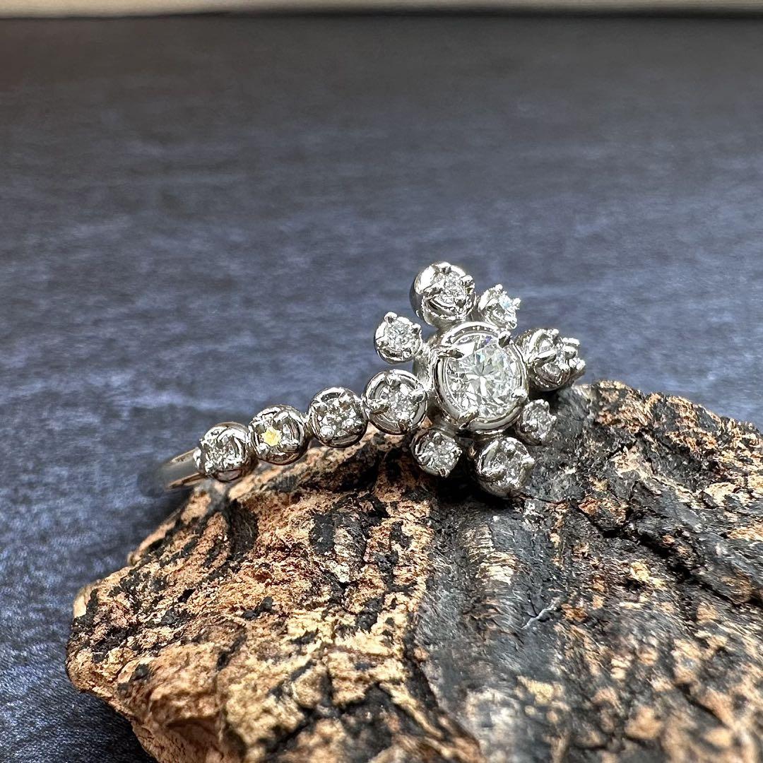 【新品】PT900 ダイヤモンドリング 0.109ct 雪