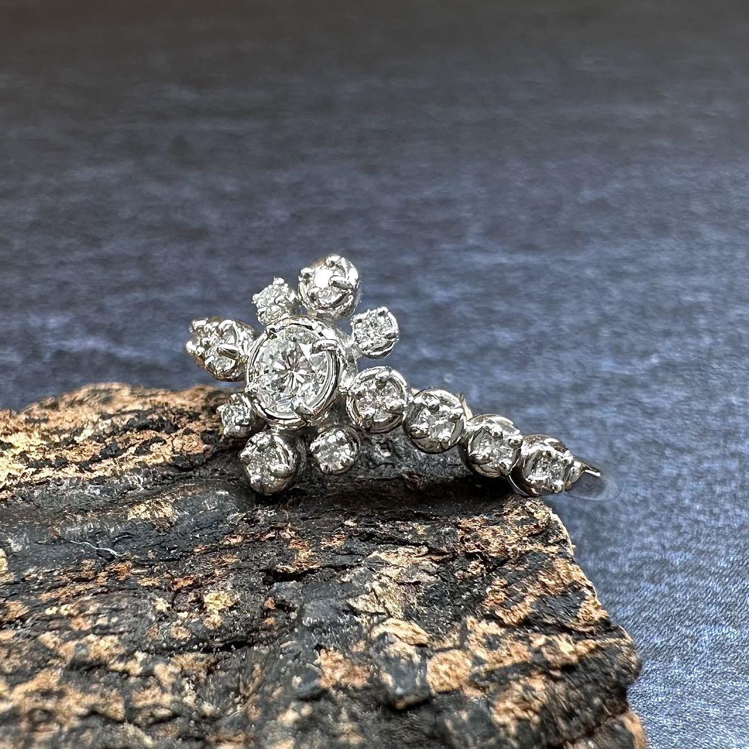 【新品】PT900 ダイヤモンドリング 0.109ct 雪