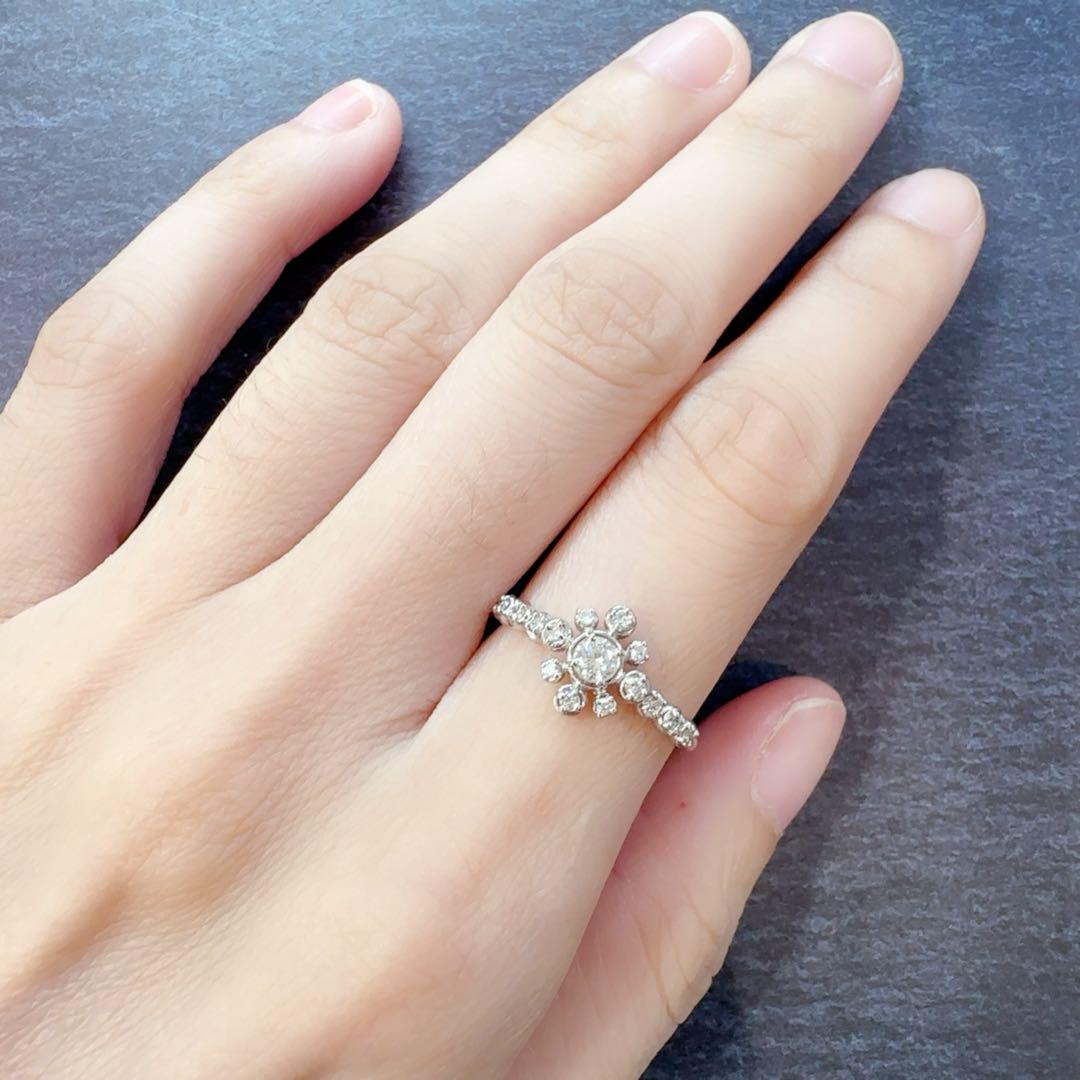 【新品】PT900 ダイヤモンドリング 0.109ct 雪