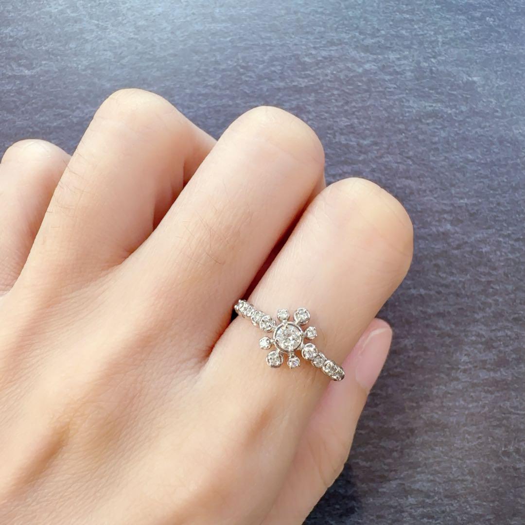 【新品】PT900 ダイヤモンドリング 0.109ct 雪