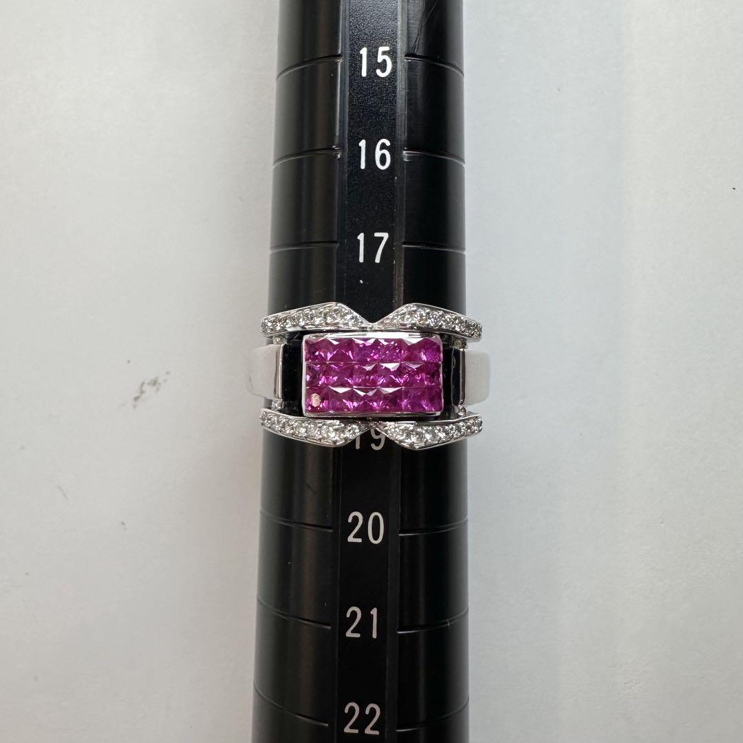 【K18WG】サファイア0.95ct/ルビー0.87ct リバーシブル リング