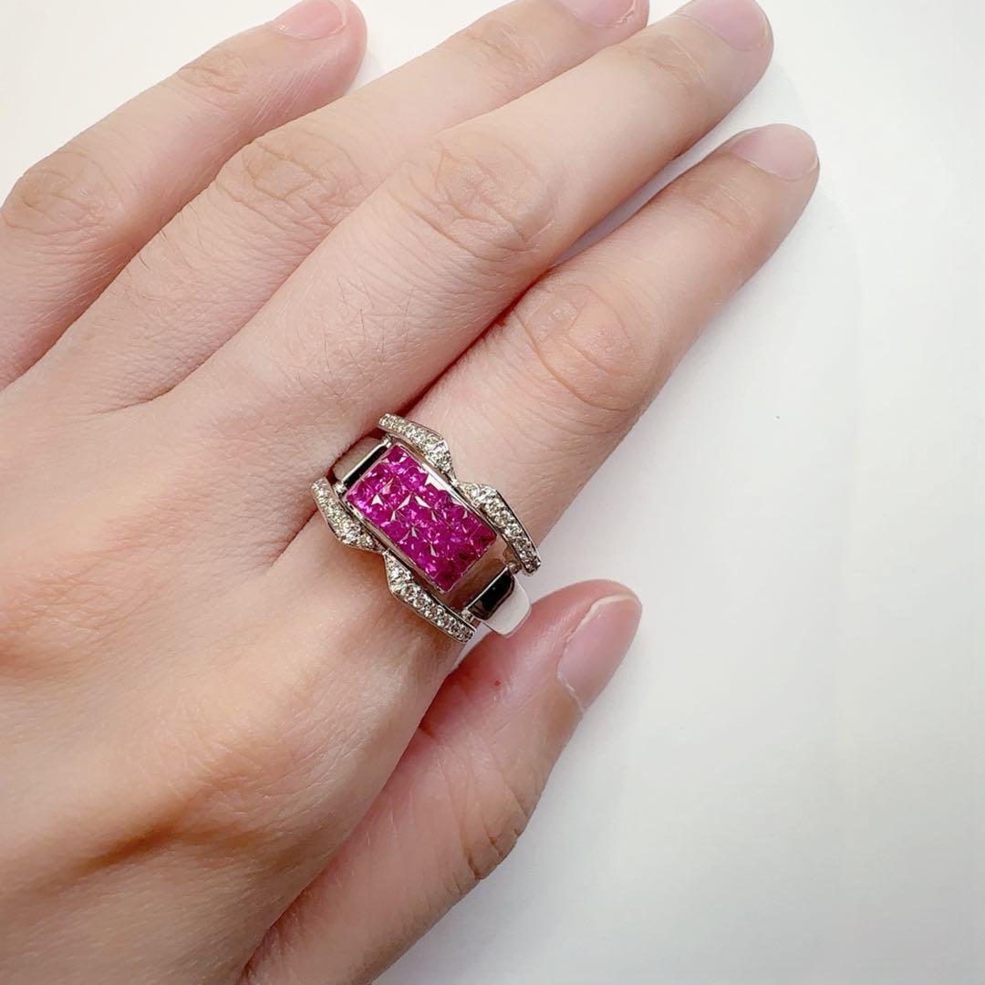 【K18WG】サファイア0.95ct/ルビー0.87ct リバーシブル リング