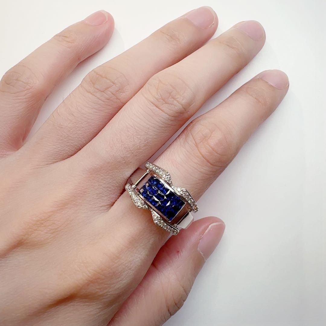 【K18WG】サファイア0.95ct/ルビー0.87ct リバーシブル リング