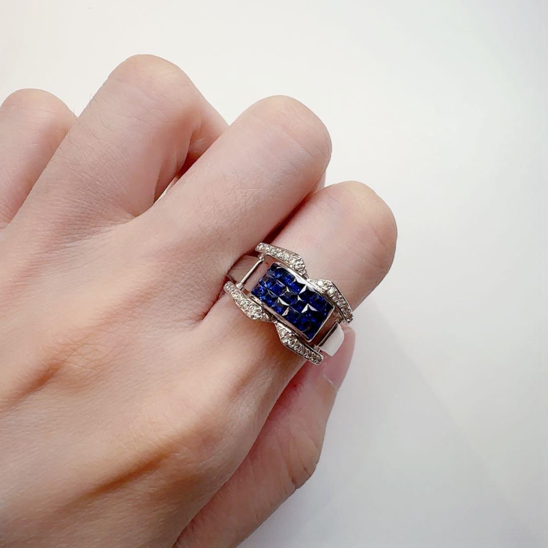 【K18WG】サファイア0.95ct/ルビー0.87ct リバーシブル リング