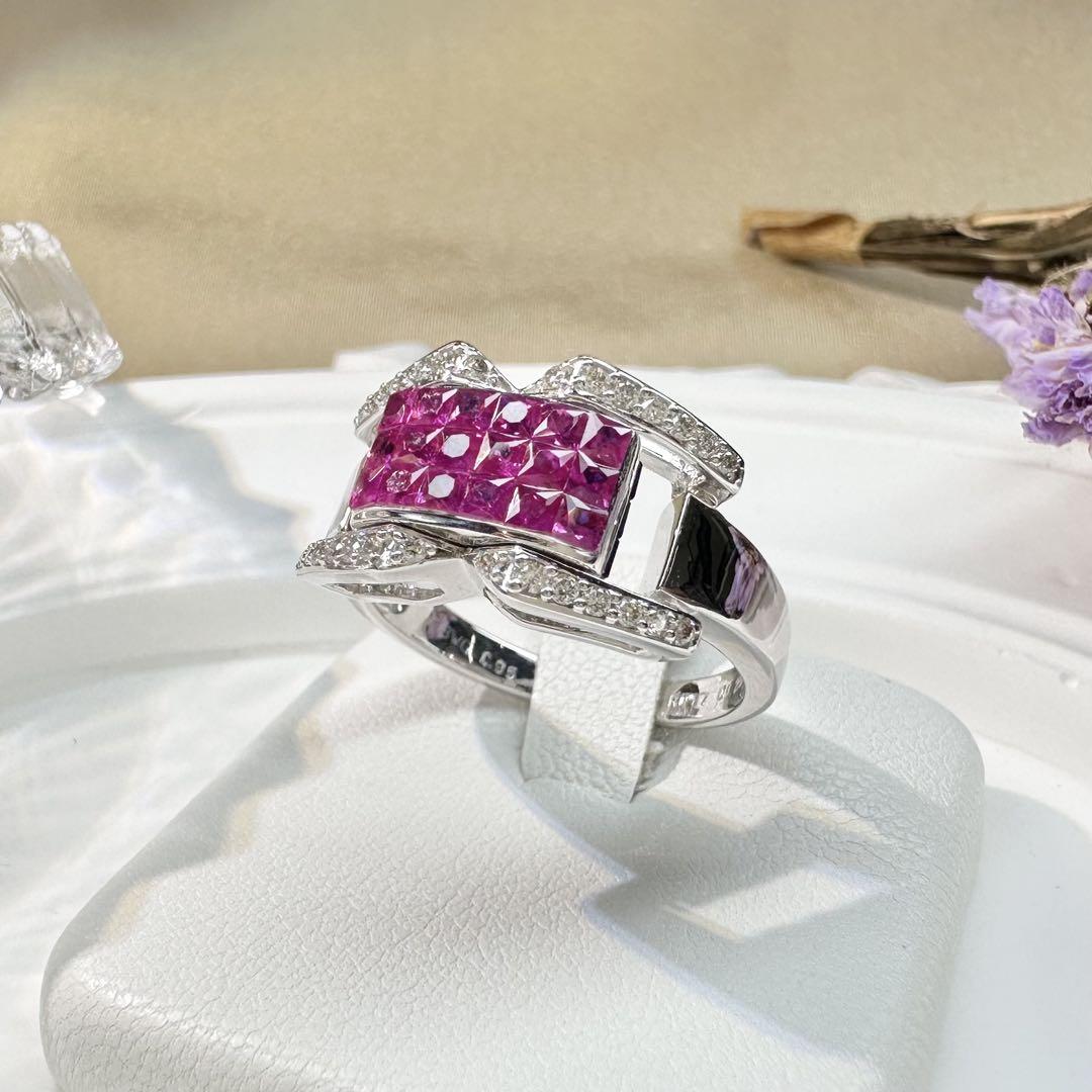 【K18WG】サファイア0.95ct/ルビー0.87ct リバーシブル リング