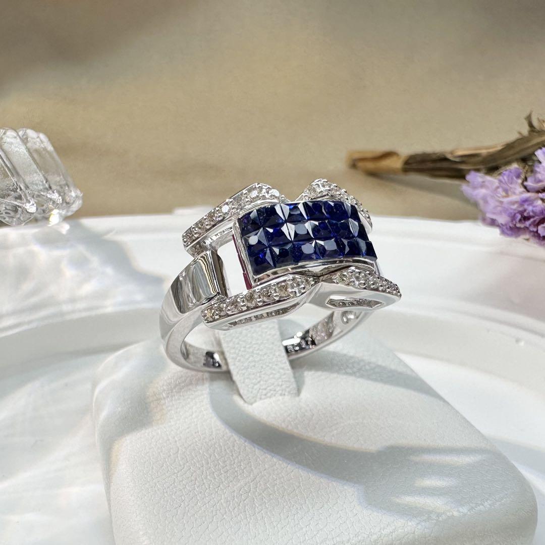 【K18WG】サファイア0.95ct/ルビー0.87ct リバーシブル リング