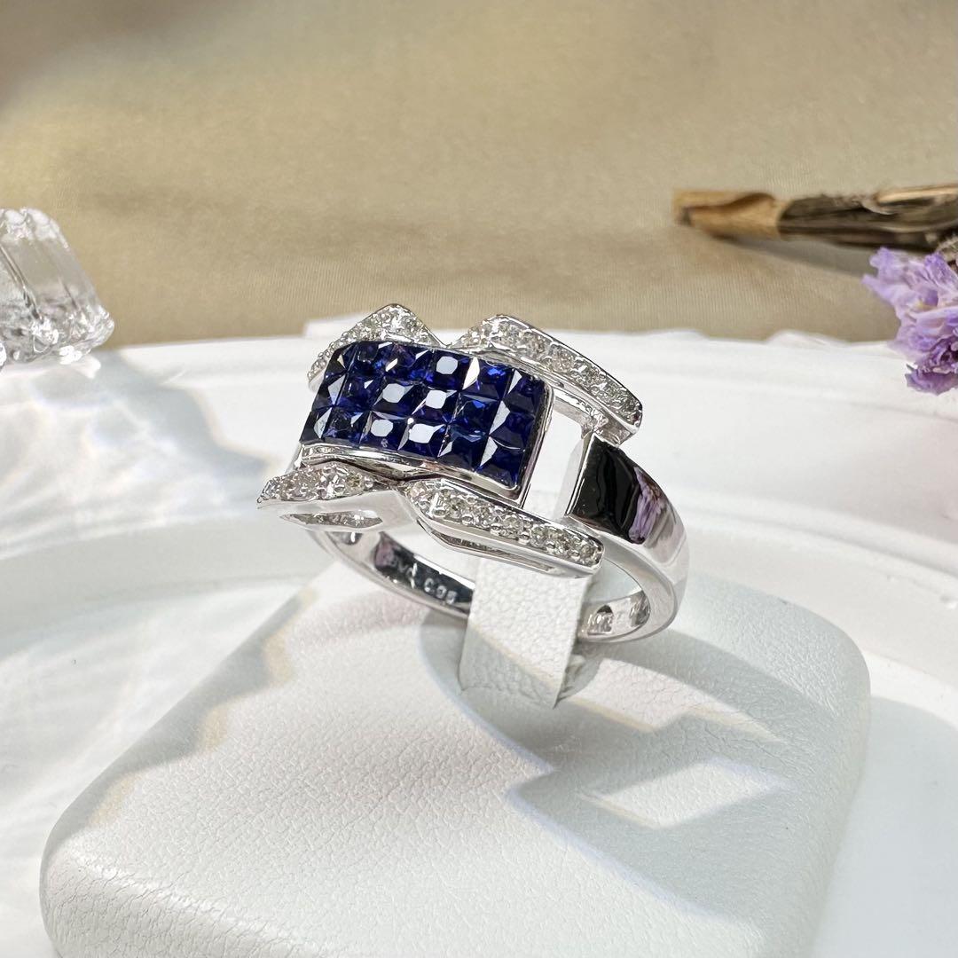 【K18WG】サファイア0.95ct/ルビー0.87ct リバーシブル リング