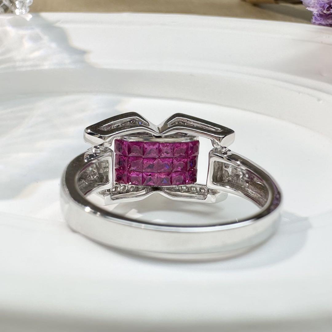 【K18WG】サファイア0.95ct/ルビー0.87ct リバーシブル リング