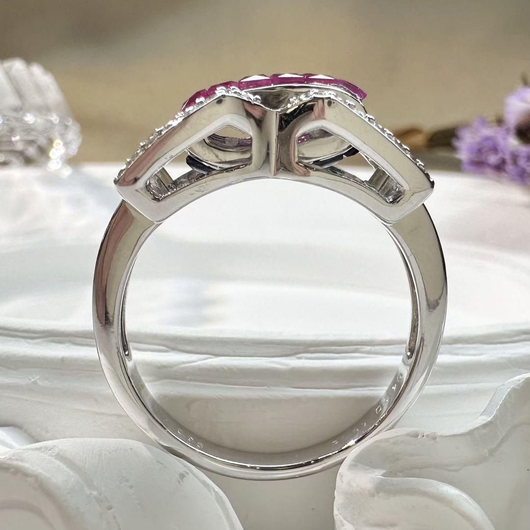 【K18WG】サファイア0.95ct/ルビー0.87ct リバーシブル リング