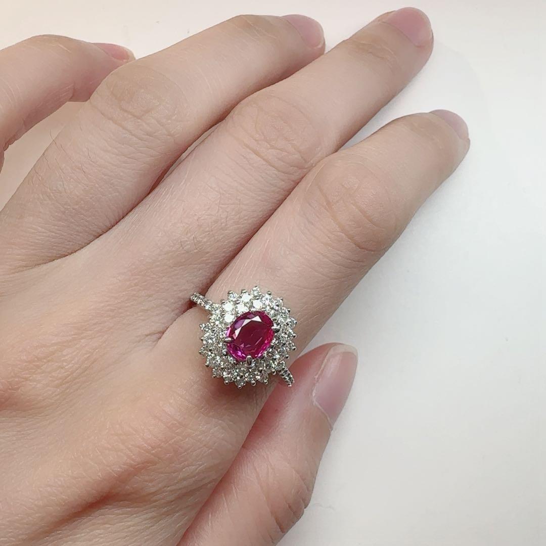 【美品】PT900 NO HEATルビー ダイヤモンド 1.288ct リング