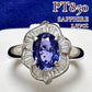 PT850 サファイア1.37ct バゲットダイヤモンド フラワーリング