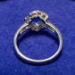 PT850 サファイア1.37ct バゲットダイヤモンド フラワーリング