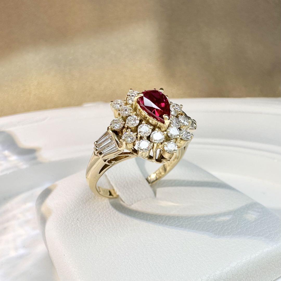 【K18】ルビー 0.70ct ダイヤモンド リング