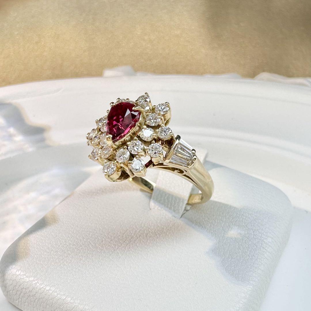 【K18】ルビー 0.70ct ダイヤモンド リング