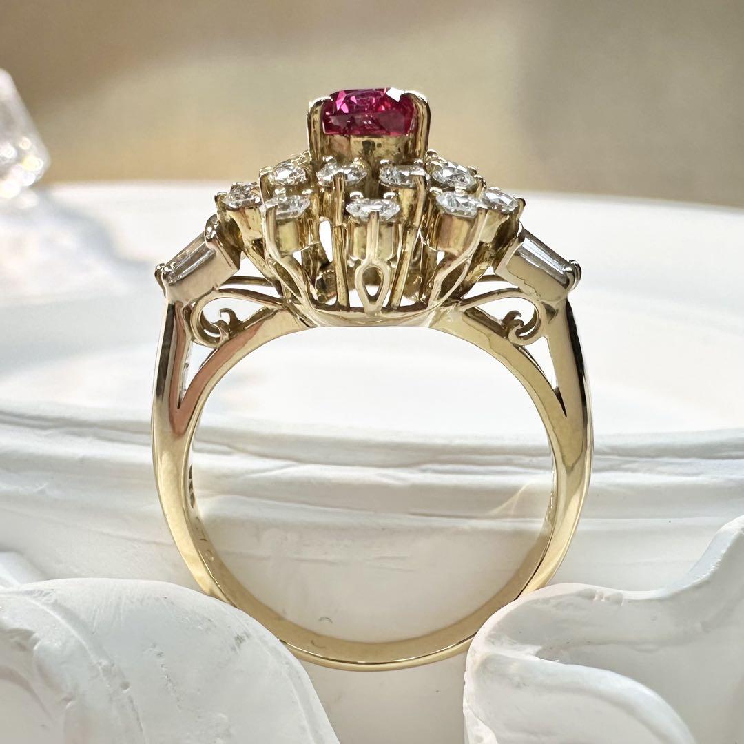 【K18】ルビー 0.70ct ダイヤモンド リング