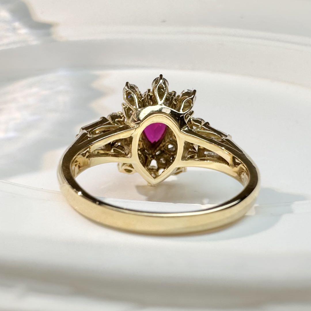【K18】ルビー 0.70ct ダイヤモンド リング
