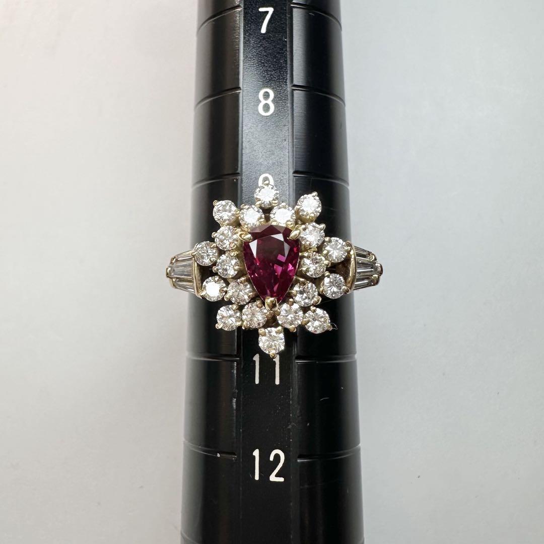 【K18】ルビー 0.70ct ダイヤモンド リング