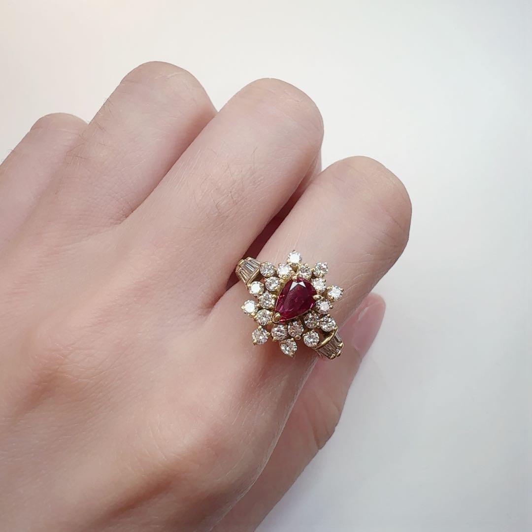 【K18】ルビー 0.70ct ダイヤモンド リング