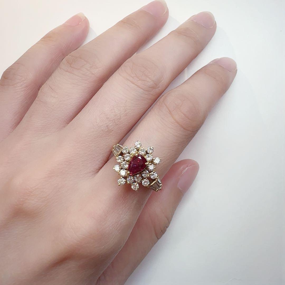 【K18】ルビー 0.70ct ダイヤモンド リング