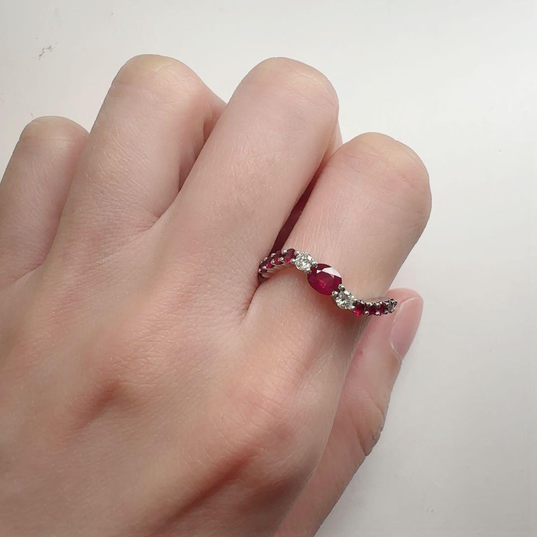 【K18】ルビー 0.4ct/0.43ct デザイン リング