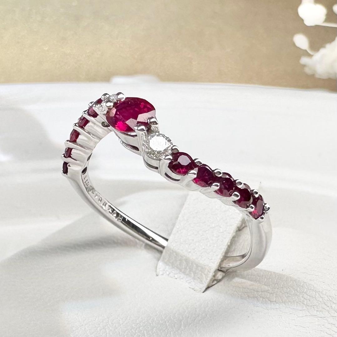【K18】ルビー 0.4ct/0.43ct デザイン リング