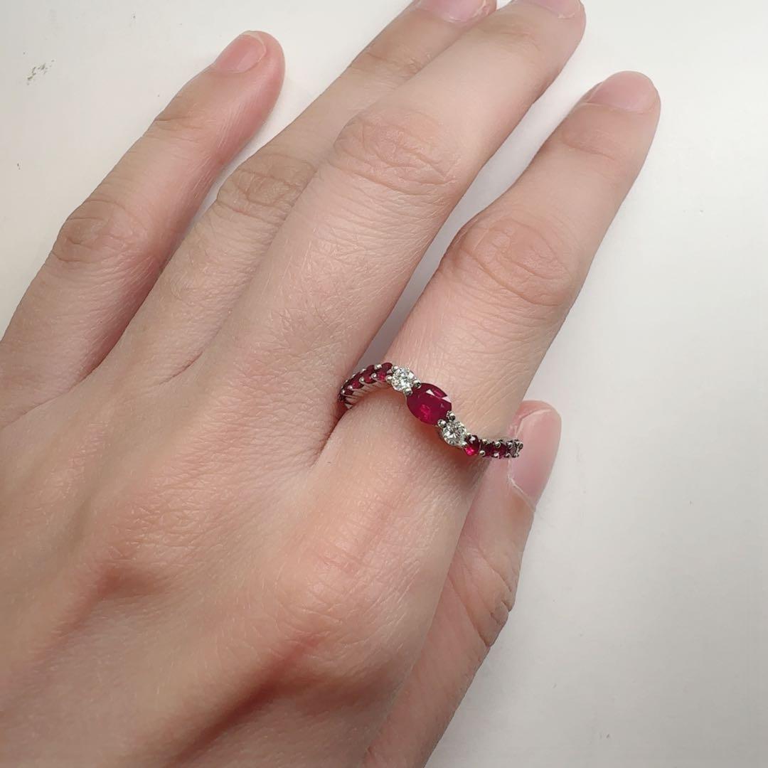 【K18】ルビー 0.4ct/0.43ct デザイン リング