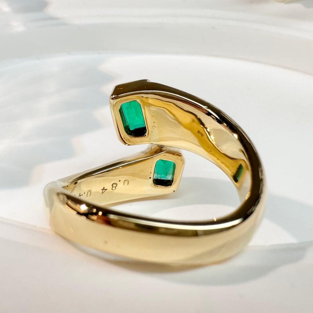 【K18】エメラルド 0.84ct ダイヤモンド リング