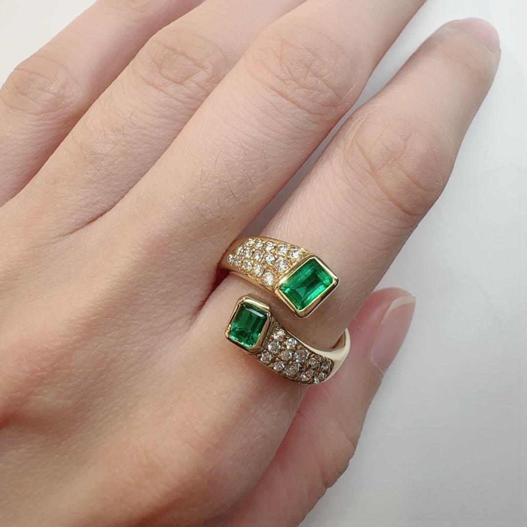 【K18】エメラルド 0.84ct ダイヤモンド リング