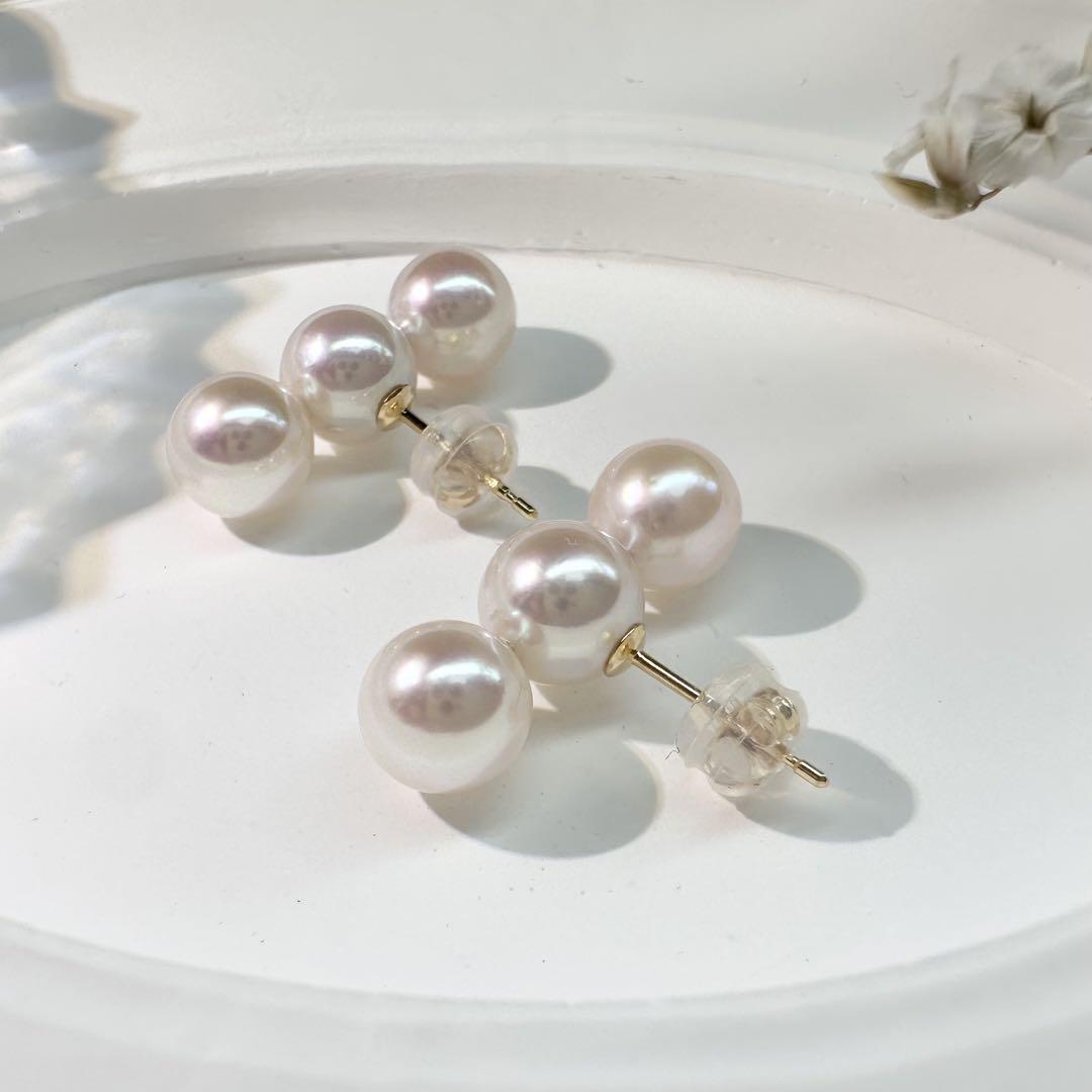 【K18】新品 アコヤパール 7.0mm ピアス 真珠