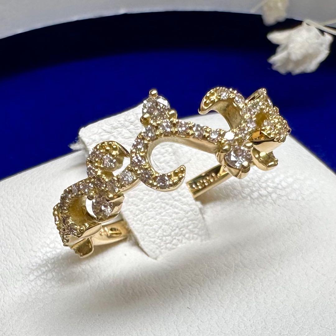 K18 ダイヤモンド 0.33ct フラワー レディース 日本製 指輪 リング