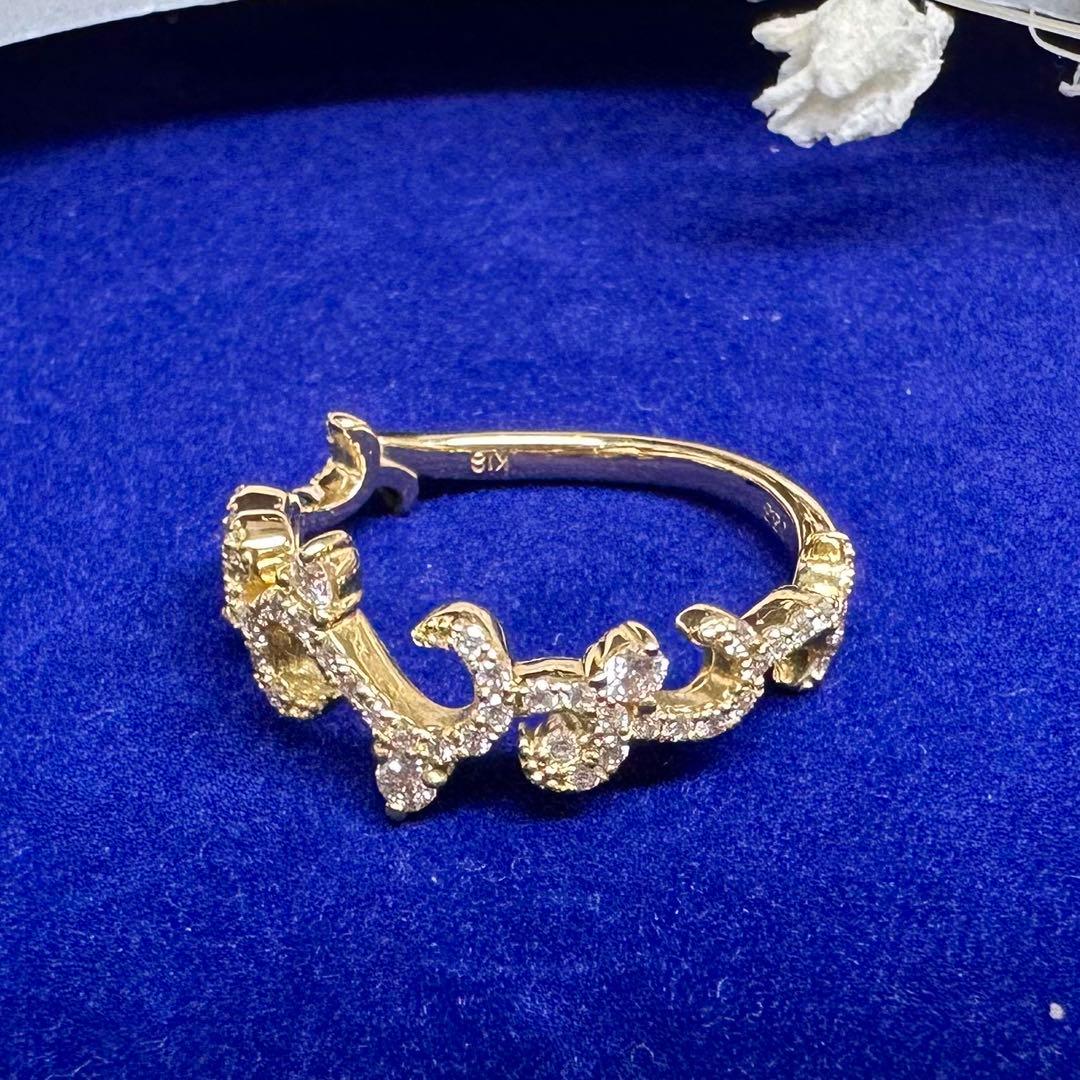 K18 ダイヤモンド 0.33ct フラワー レディース 日本製 指輪 リング