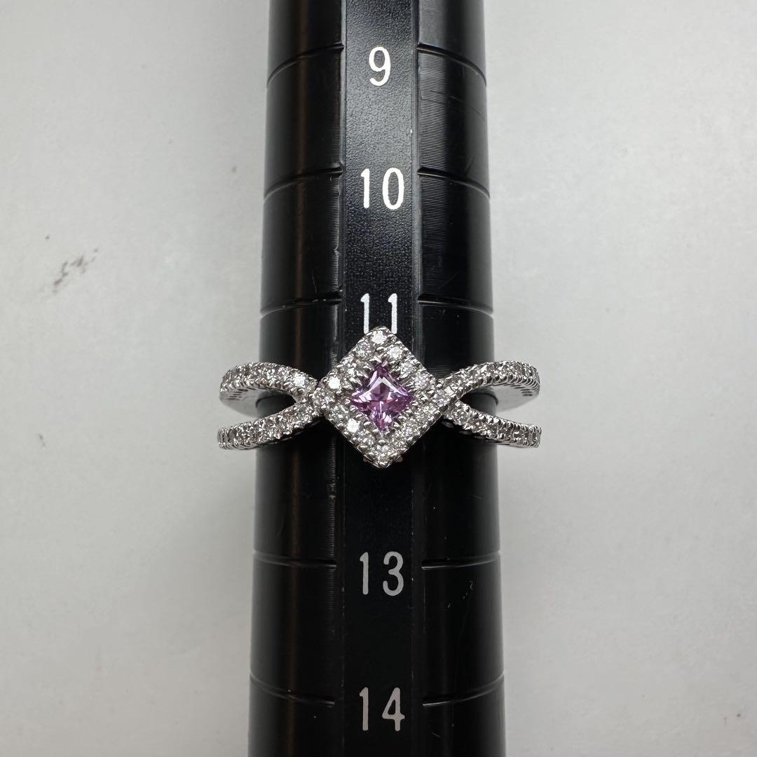 【K18】ピンクサファイア 0.19ct ダイヤモンド リング