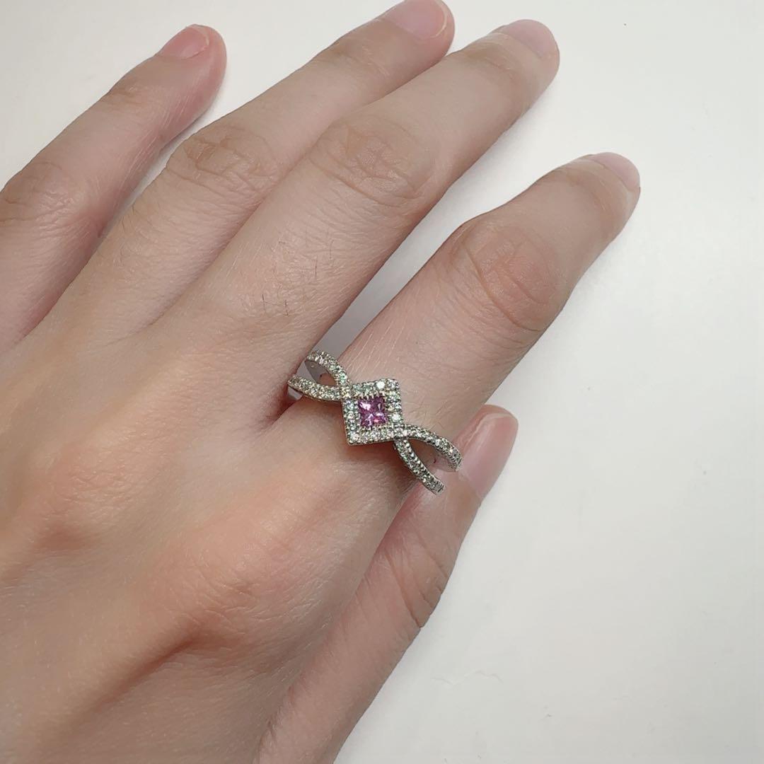 【K18】ピンクサファイア 0.19ct ダイヤモンド リング