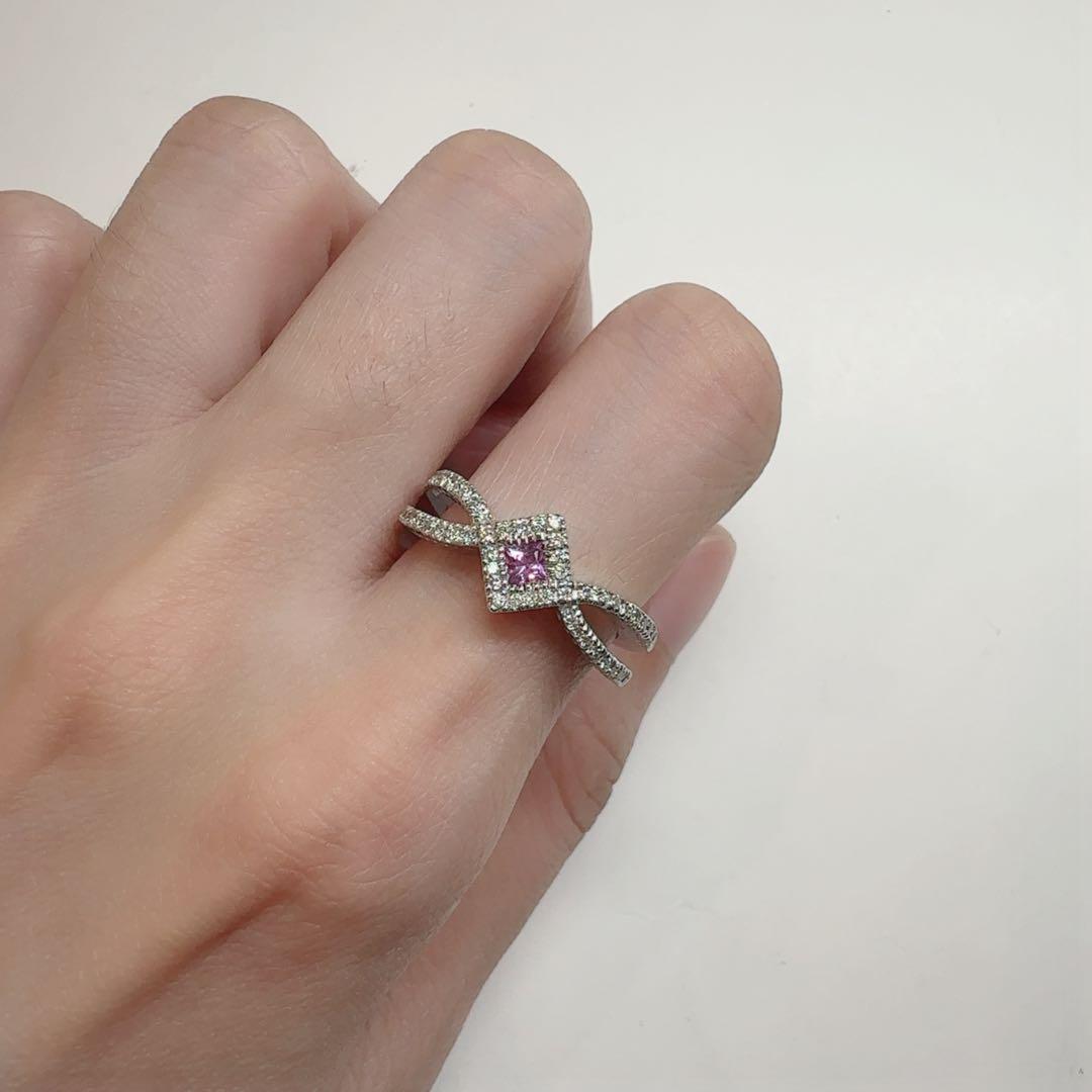 【K18】ピンクサファイア 0.19ct ダイヤモンド リング