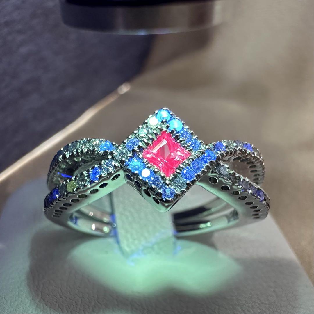 【K18】ピンクサファイア 0.19ct ダイヤモンド リング