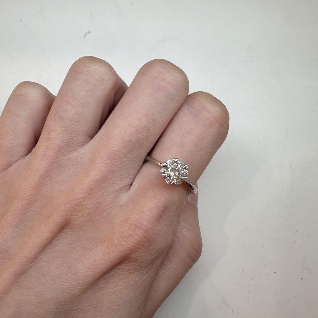 【K18】ダイヤモンド 0.47ct リング ハート爪 婚約指輪