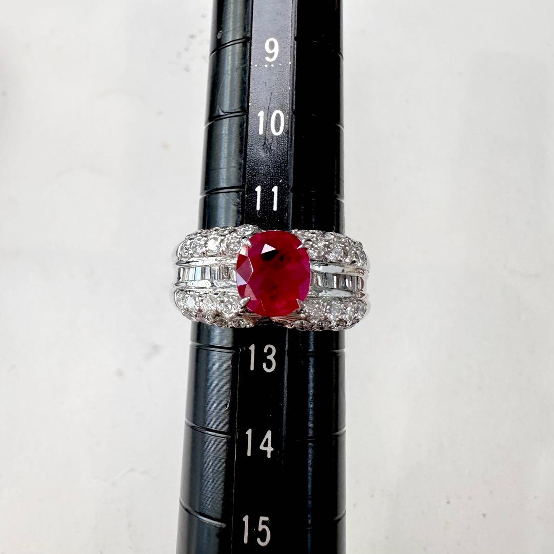 PT900 ルビー 2.06ct ダイヤモンド デザインリング 大粒