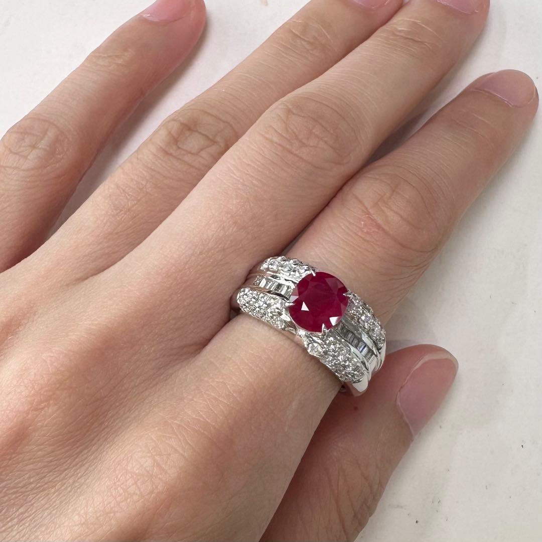PT900 ルビー 2.06ct ダイヤモンド デザインリング 大粒
