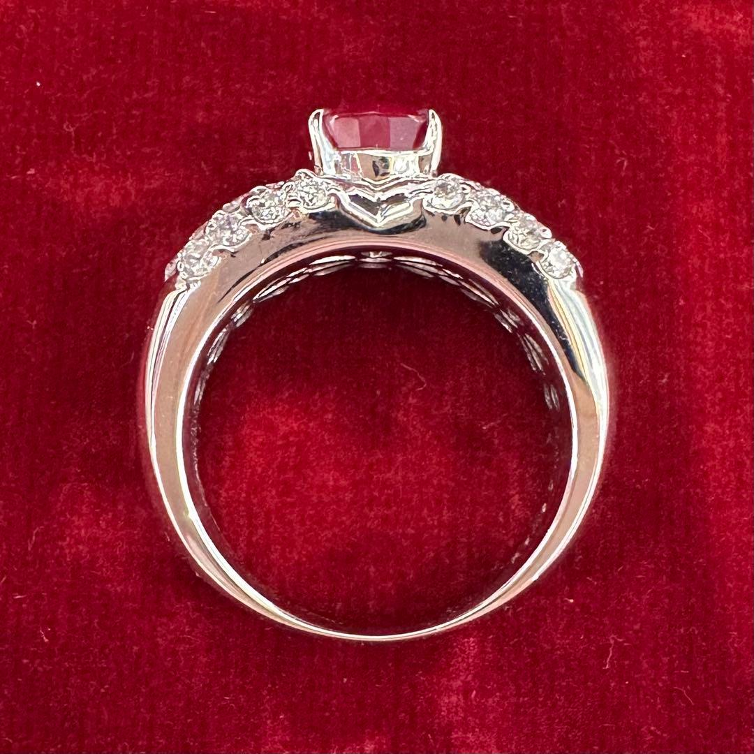 PT900 ルビー 2.06ct ダイヤモンド デザインリング 大粒