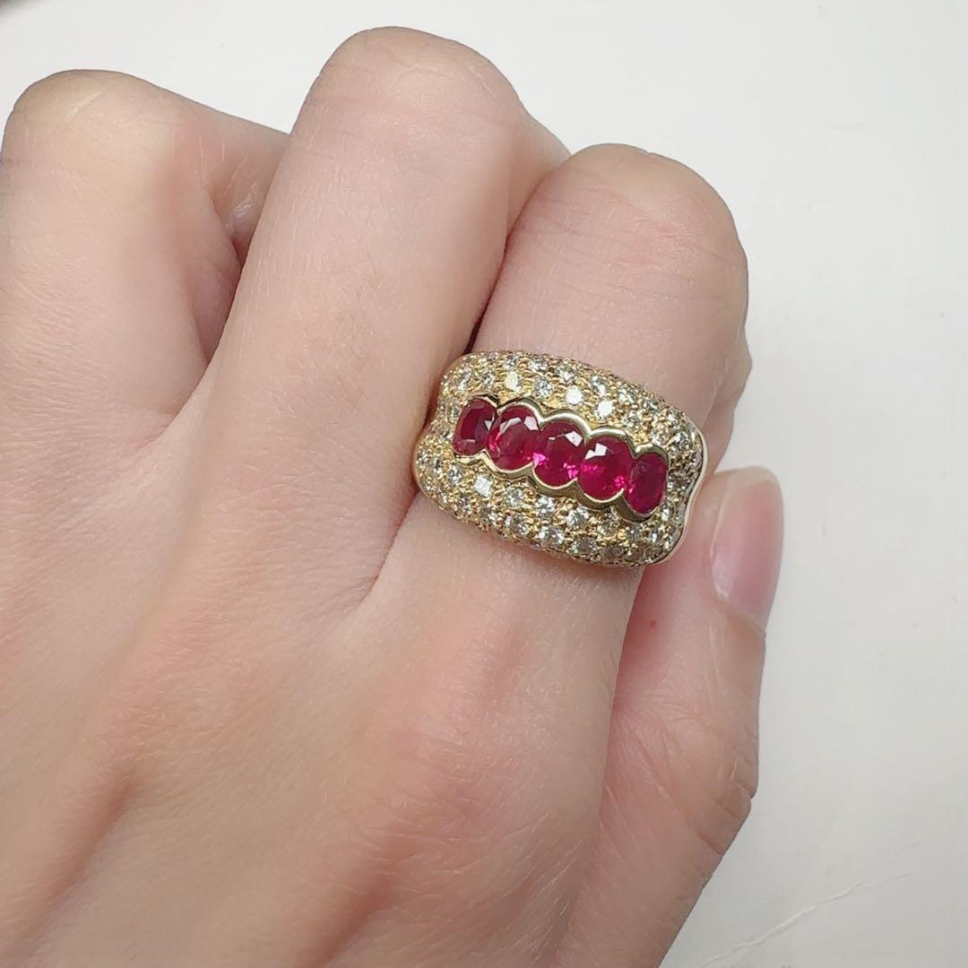 【K18】ルビー1.45ct ― ラグジュアリー デザイン リング