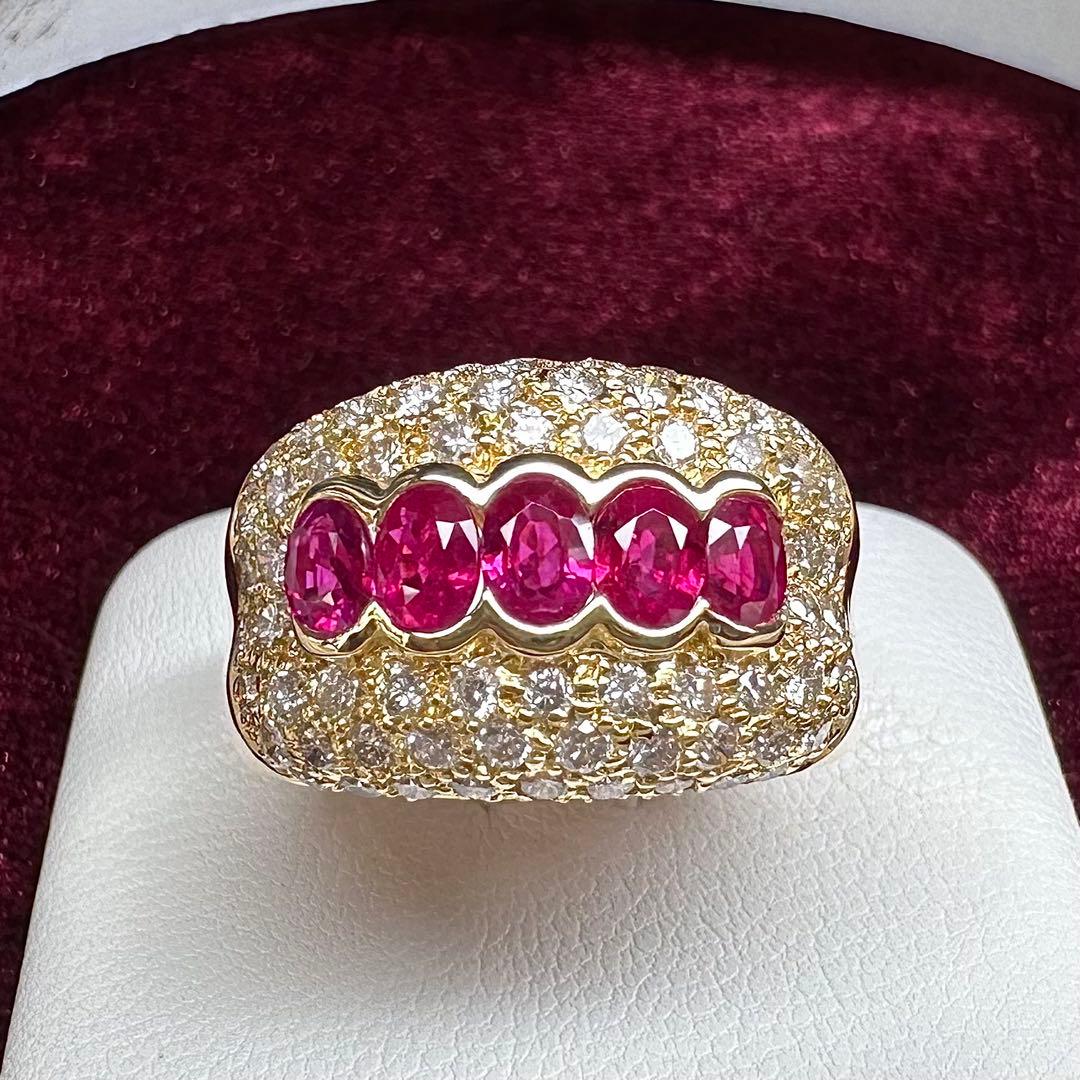 【K18】ルビー1.45ct ― ラグジュアリー デザイン リング