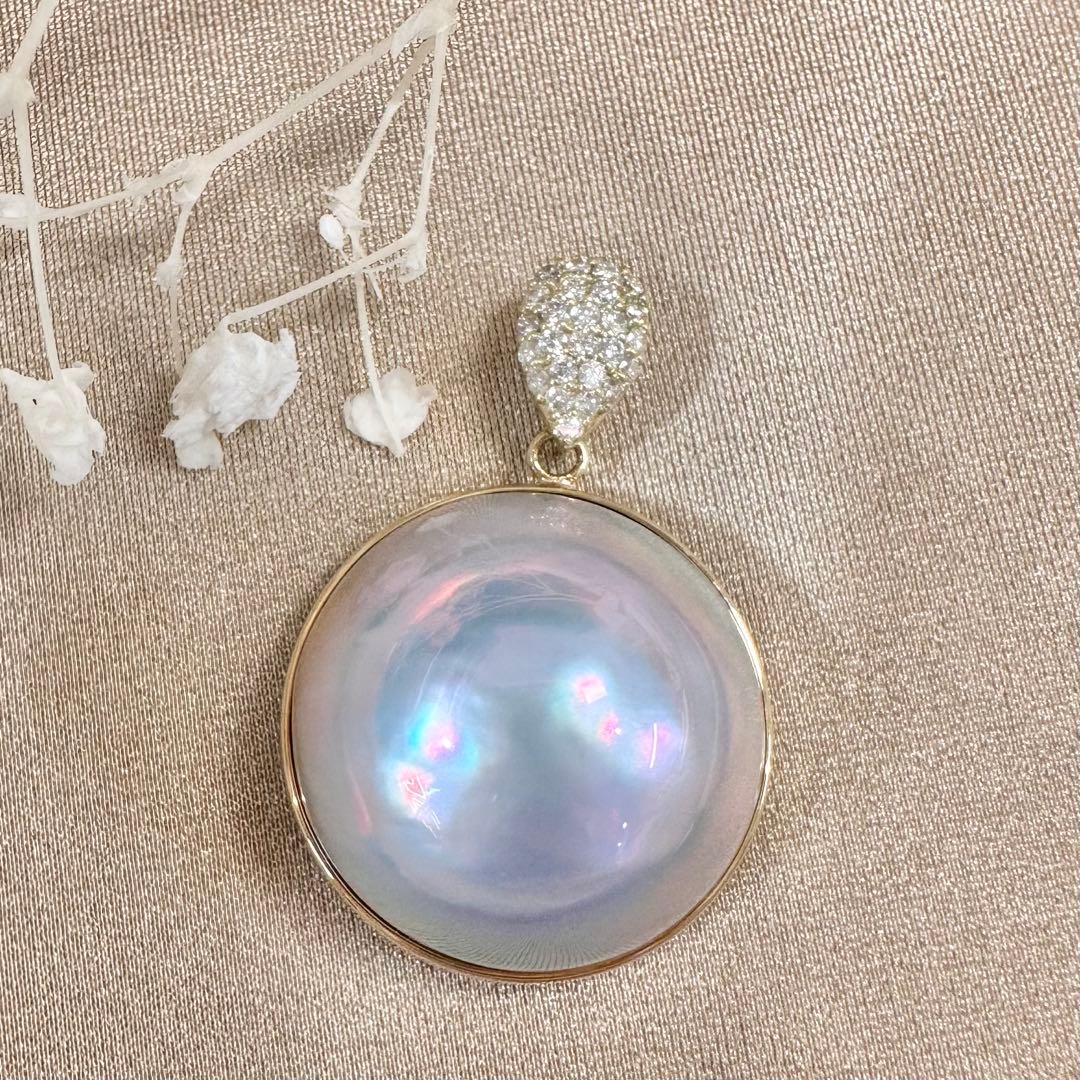 【美品】K18 馬貝パール 21.1mm ペンダント