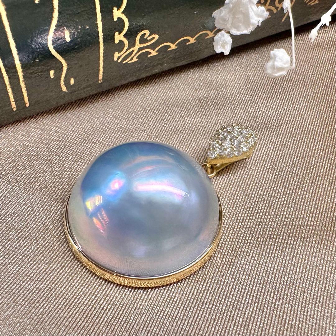 【美品】K18 馬貝パール 21.1mm ペンダント