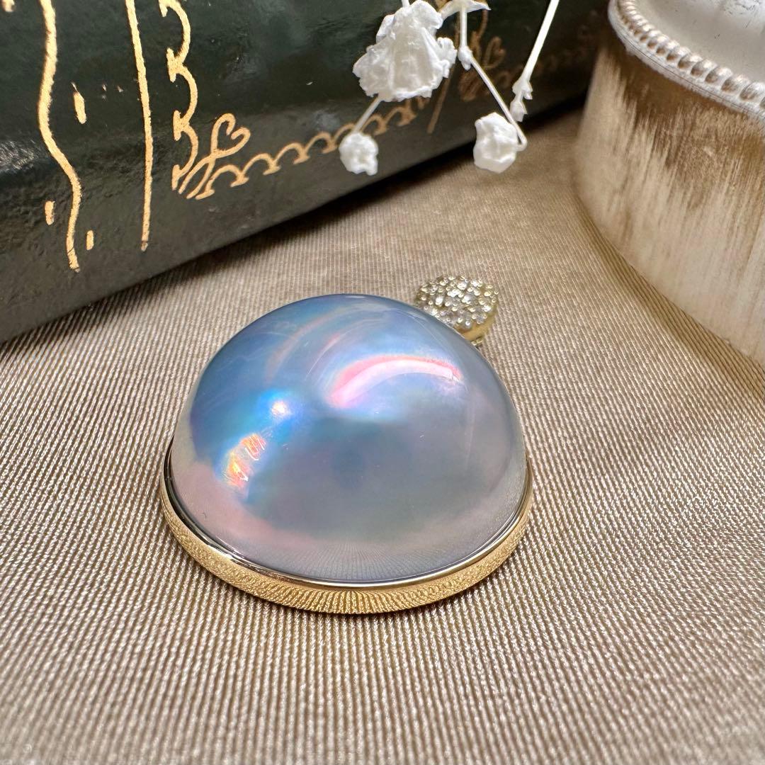 【美品】K18 馬貝パール 21.1mm ペンダント