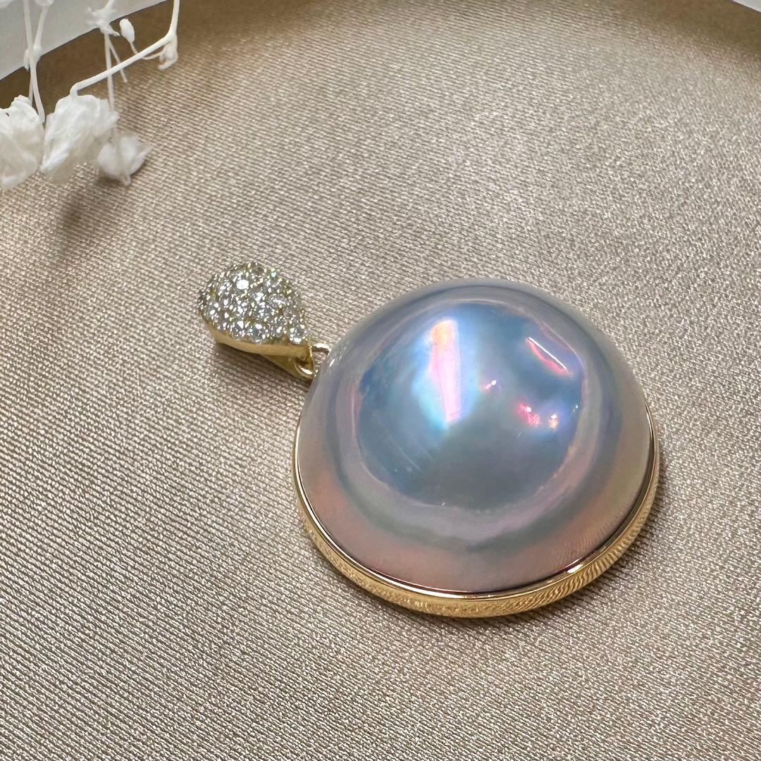 【美品】K18 馬貝パール 21.1mm ペンダント