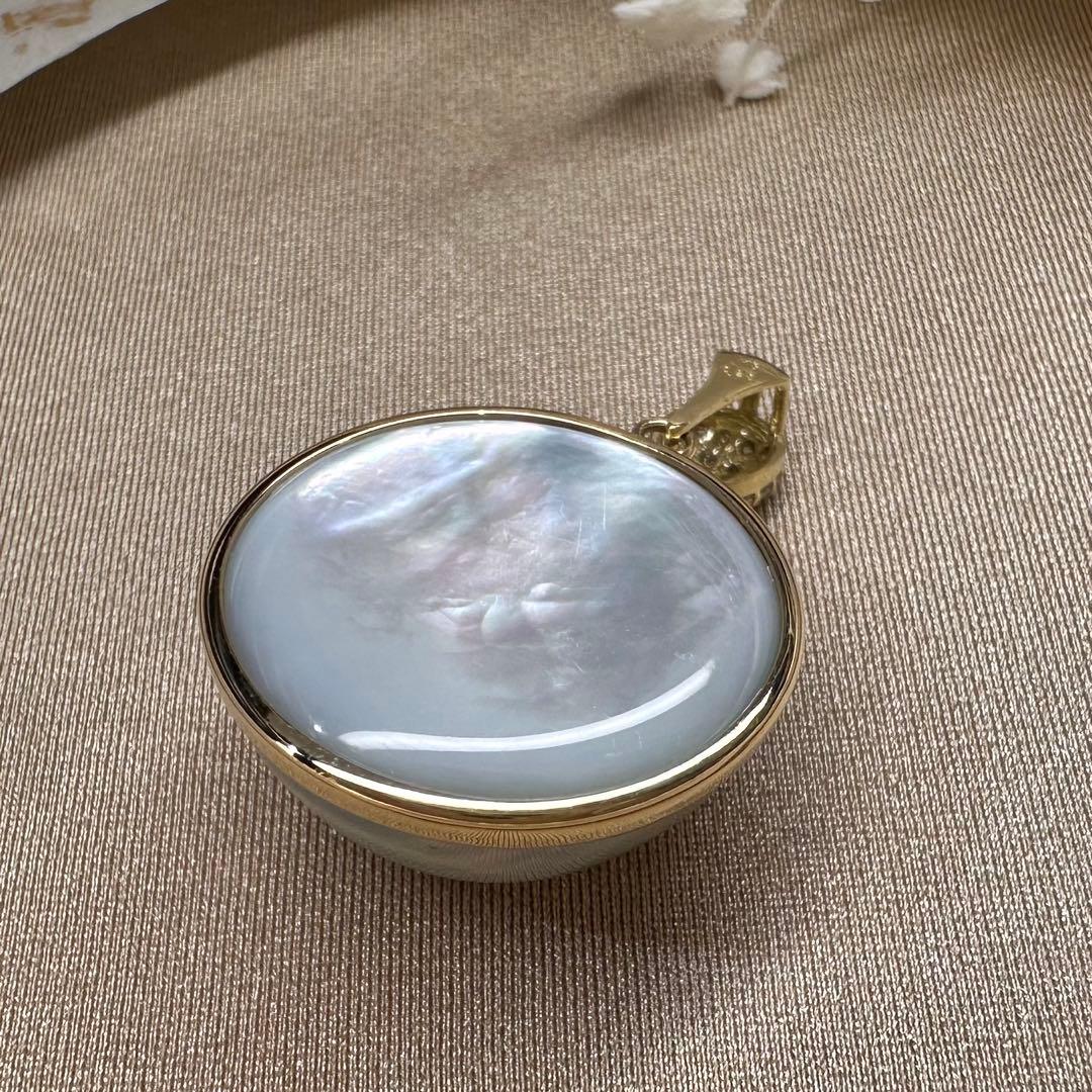 【美品】K18 馬貝パール 21.1mm ペンダント