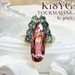 【K18YG】トルマリン 6.30ct リング 個性派バイカラー デザイン