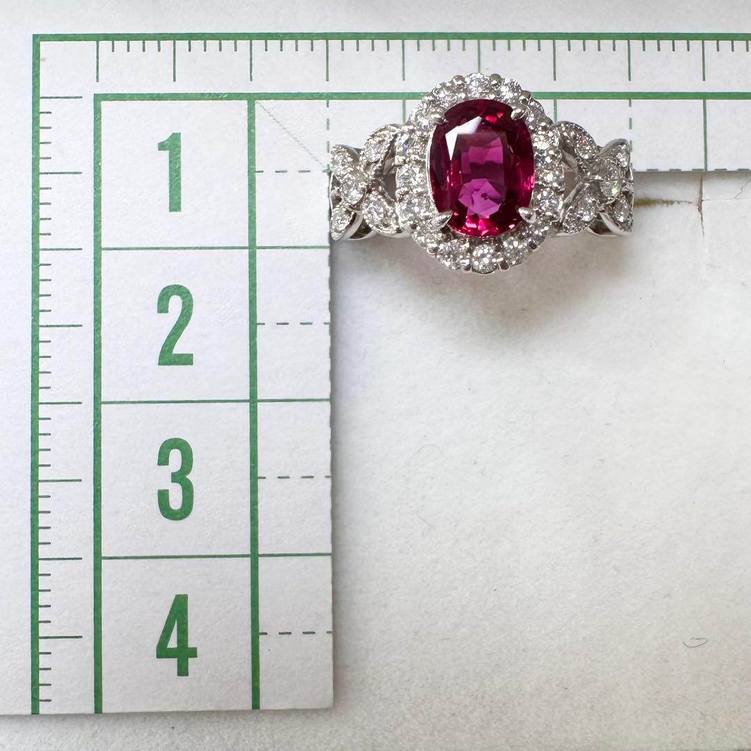 PT900 ルビー1.30ct ダイヤモンド 取り巻きリング